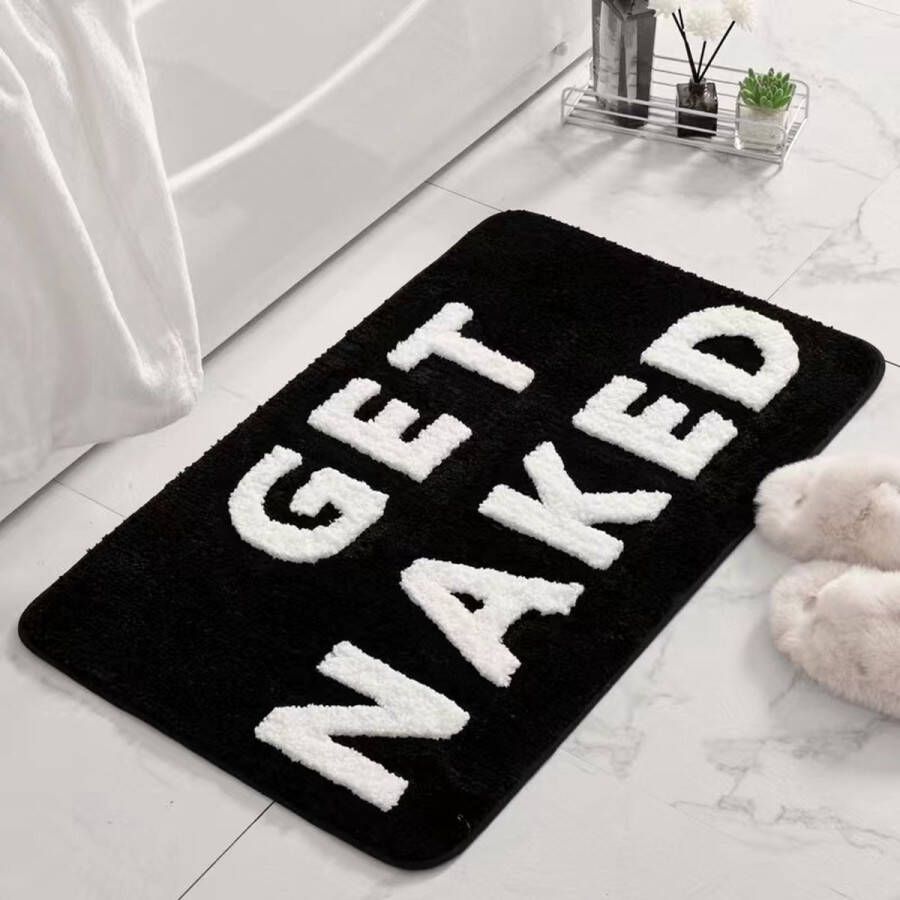 Luxe GET NAKED Badmat met Antislip- Zachte Pluche Comfort Duurzaam en Absorberend 40*60CM-zwart