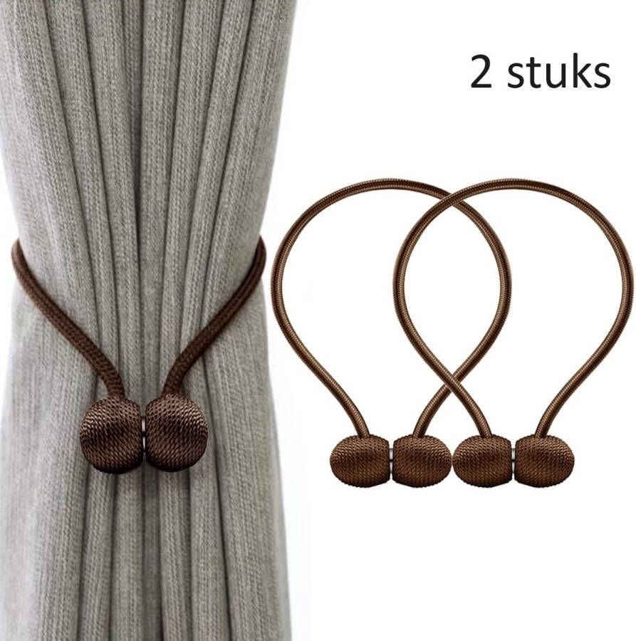 Luxe Gordijn Embrasse Gordijn Houder Magnetisch Gordijn Accessoires 2 Stuks Bruin