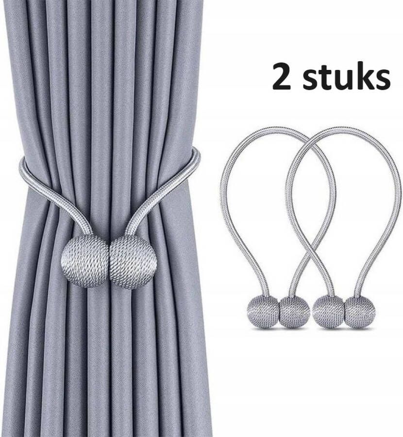 Luxe Gordijn Embrasse Gordijn Houder Magnetisch Gordijn Accessoires 2 Stuks Grijs Zilver