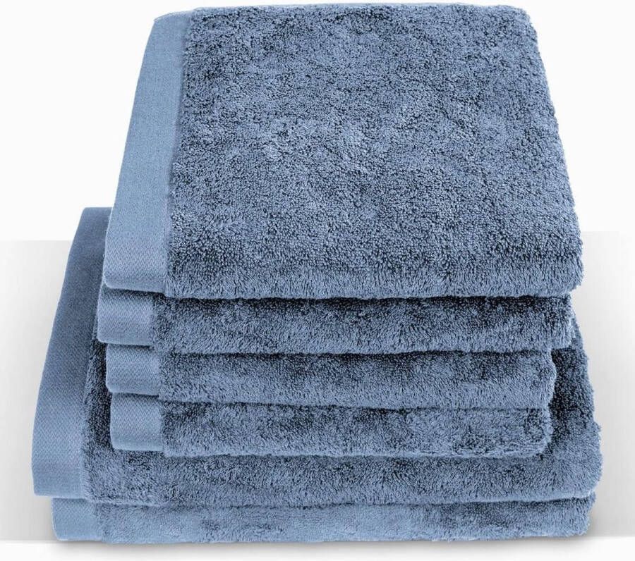 Luxe handdoekenset premium kwaliteit 100% katoen 4 handdoeken 50x100 cm 2 douchelakens 70 x 140 cm (blauw)