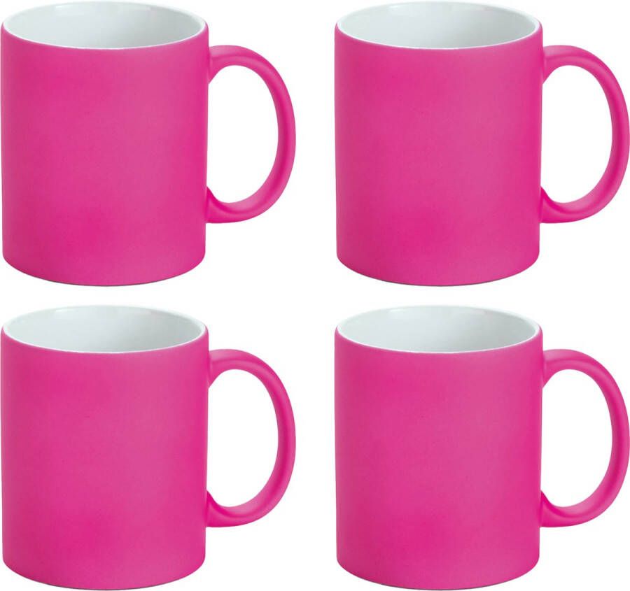 Luxe krijt koffiemok beker 4x roze keramiek met krijt te beschrijven 350 ml Eigen naam