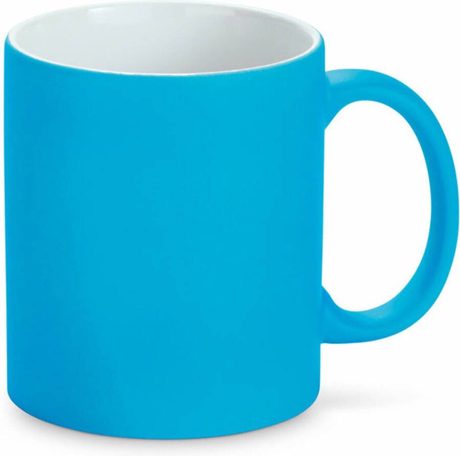Merkloos Luxe krijt koffiemok beker blauw keramiek met all-over schrijfvlak 350 ml Bekers