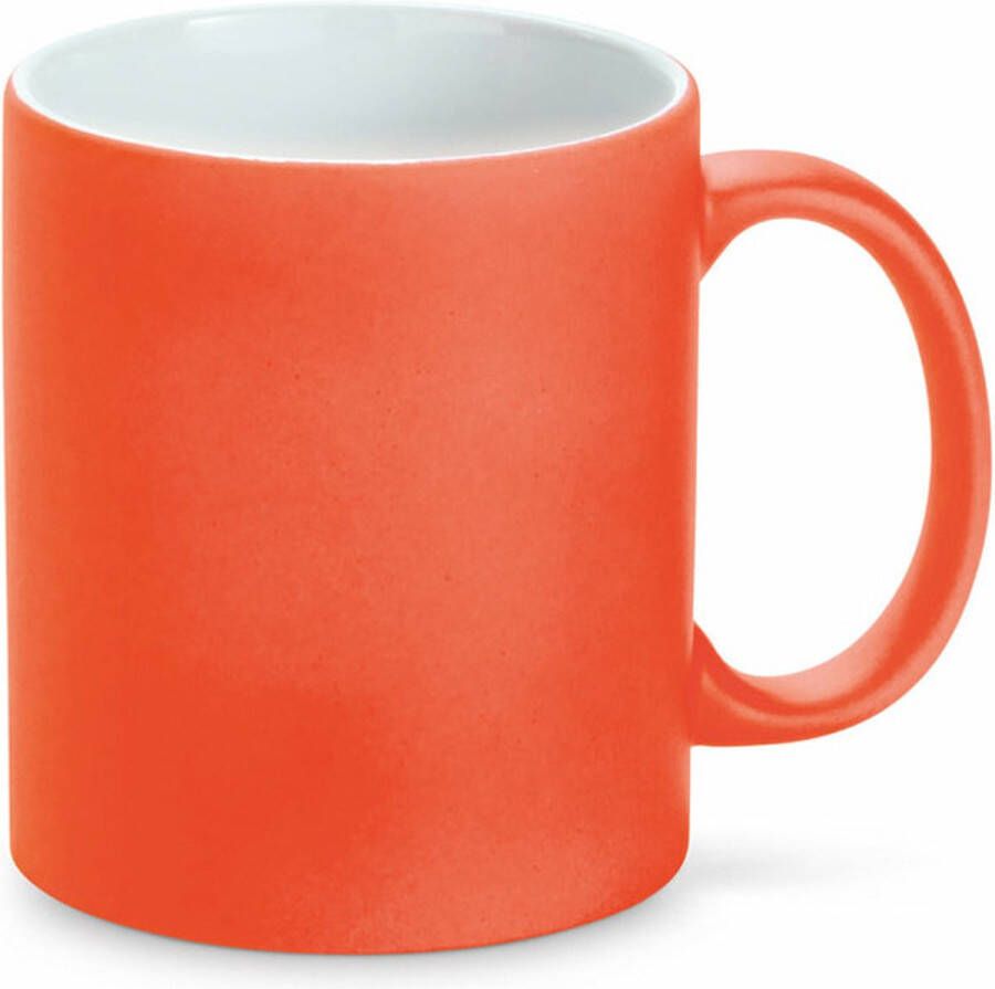 Merkloos Luxe krijt koffiemok beker oranje keramiek met all-over schrijfvlak 350 ml Bekers