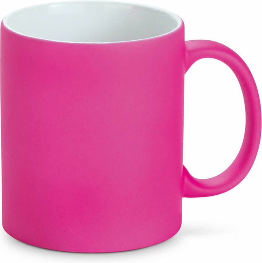 Merkloos Luxe krijt koffiemok beker roze keramiek met all-over schrijfvlak 350 ml Bekers