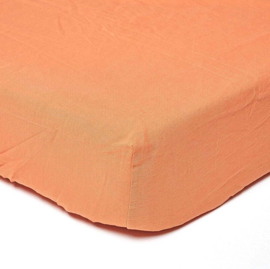 Luxe linnen hoeslaken oranje effen kleuren 120 x 190 cm hoeslaken linnen vellen met elastiek effen 100% puur katoen en Frans linnen vlas mix