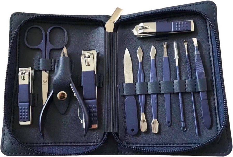 Luxe Manicure Set 12 Delig Pedicureset Nagelschaar Nagelknipperset Blauw