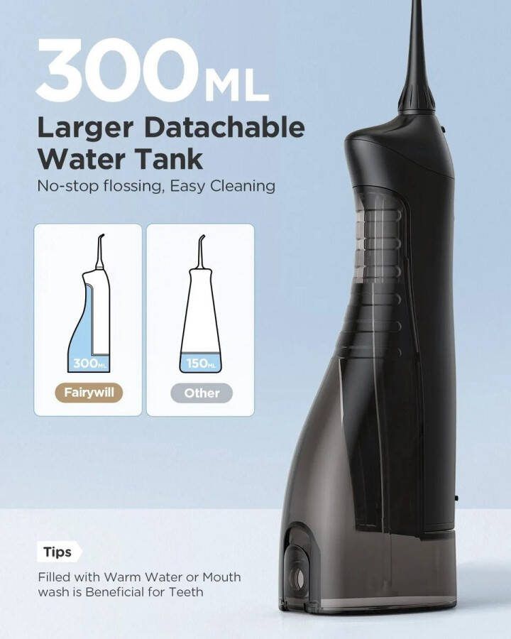 Luxe Mond Douche Water Flosser Orale Irrigator Oplaadbare Draagbare Dentale 3 Modus Watertank Voor Tanden Verzorging Hygiëne 300Ml Waterdichte Tanden Reiniger