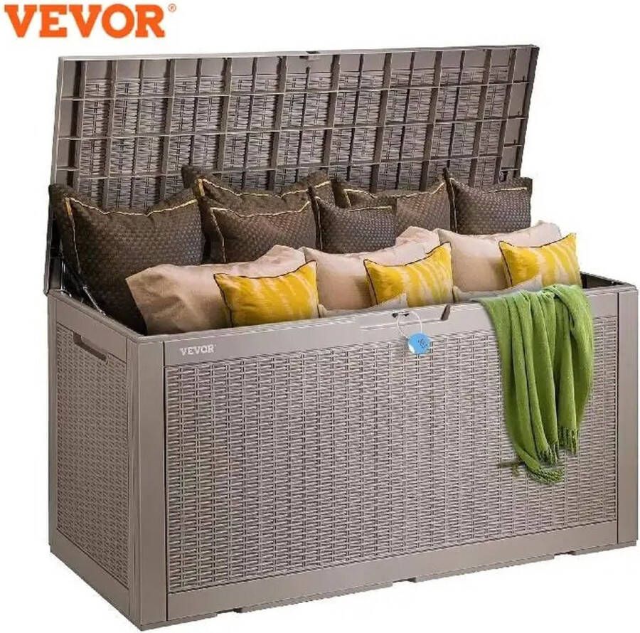 Luxe Opbergbox kussens Opbergbox met deksel Buiten Waterdicht Hangslot Opbergdoos tuinkussenbox Opbergmand 380L 122x54x62cm Tuinset