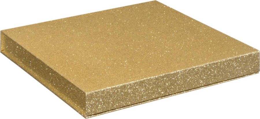 Luxe opbergdoos GOUD GLITTER bewaardoos opbergbox formaat 25x25x2 5cm (1 stuk)