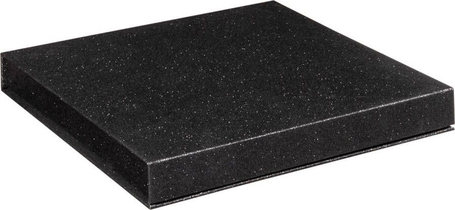 Luxe opbergdoos ZWART GLITTER bewaardoos opbergbox formaat 25x25x2 5cm (1 stuk)