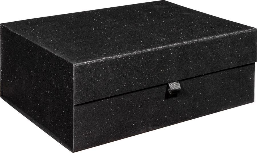 Luxe opbergdoos ZWART GLITTER bewaardoos opbergbox formaat 40x30x15cm (1 stuk)