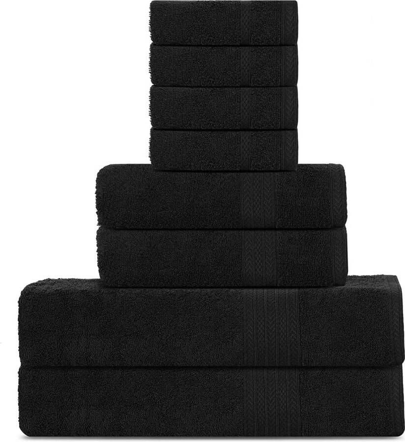 Luxe premium katoenen handdoekenset zwart 2 badhanddoeken 2 handdoeken en 4 was- gezichtshanddoeken 500 g m² Sterk absorberend badkamer- en hotelgebruik
