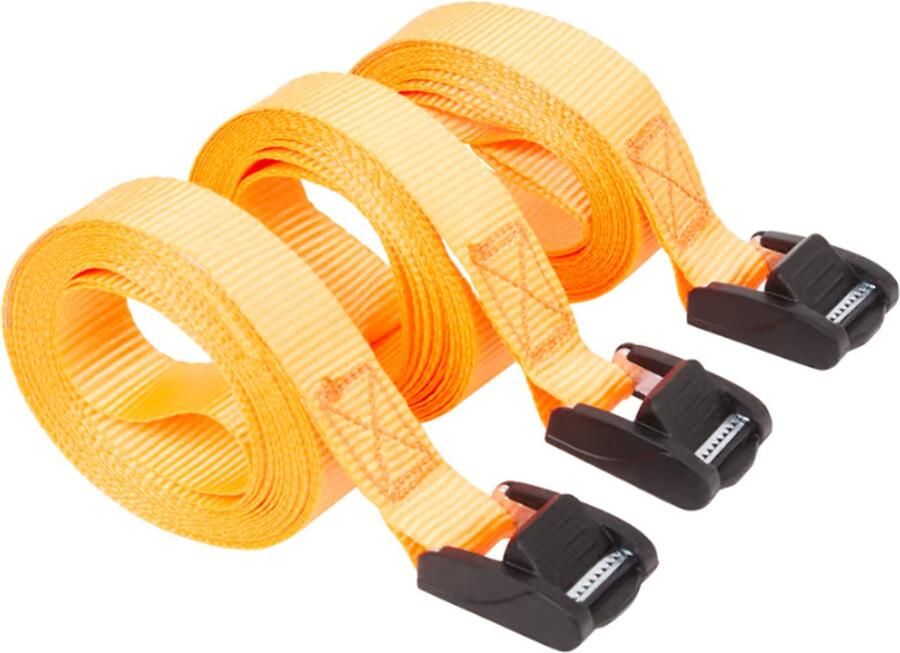 Luxe Spanbanden 3 Stuks Silicone Bedekte Gespen Oranje 100kg Maximale Belasting Snelle Ontgrendelingssysteem