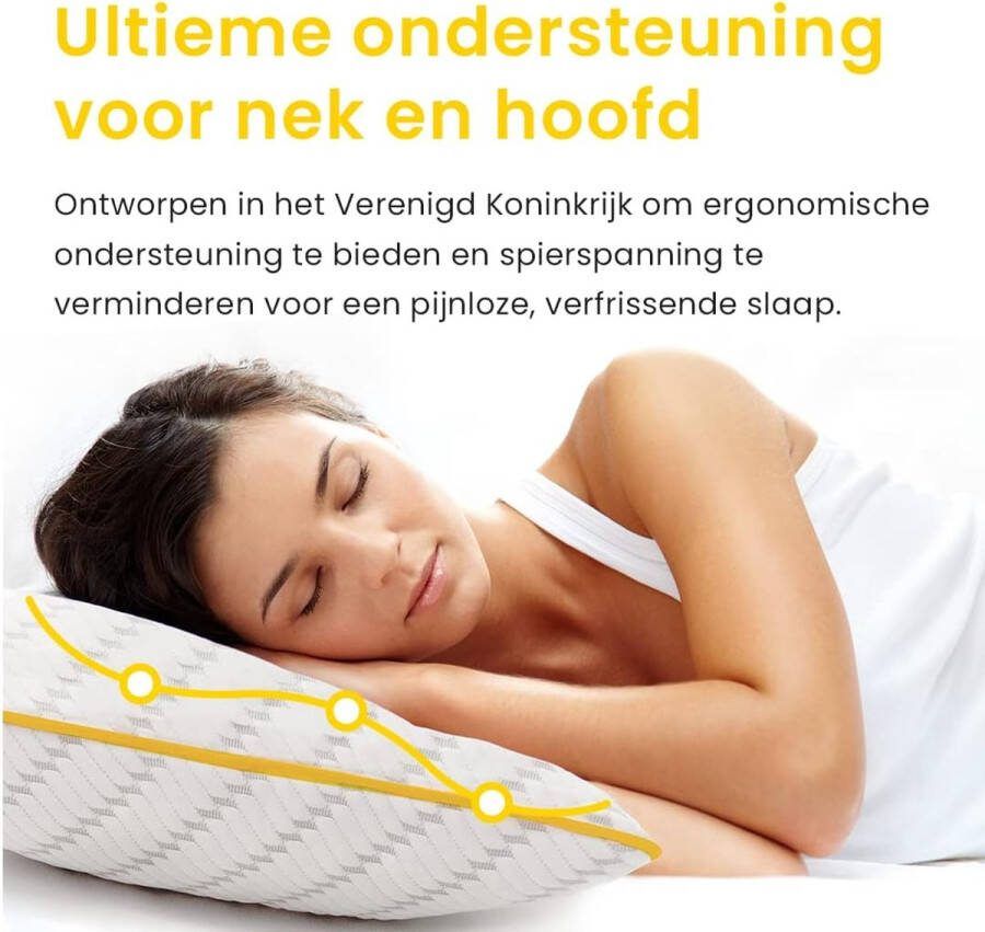 Luxe Traagschuim Hoofdkussen met Bamboe Kussenhoe 71x45cm Verkoelende Gelvulling en Verstelbare Hoogte Ademend en Machinewasbaar Kussen voor Zijslapers Rugslapers Buikslapers