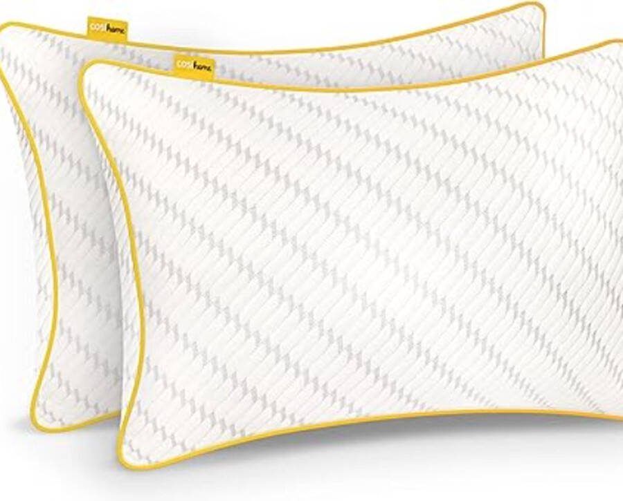 Luxe Traagschuim Hoofdkussens 2 Stuks met Bamboe Kussenhoes 71x45cm Verkoelende Gelvulling en Verstelbare Hoogte Ademend en Machinewasbaar Kussen voor Zijslapers Rugslapers Buikslapers