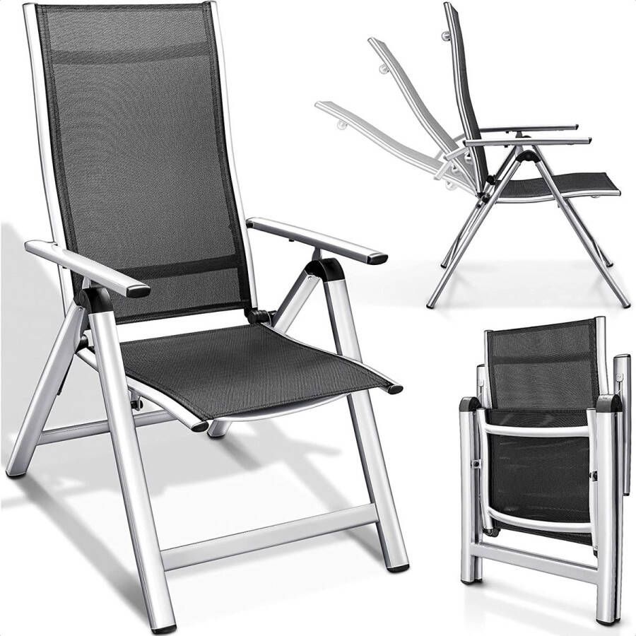 Luxe Tuinstoel Tuinstoelen – Klapstoel – Vouwstoel voor op Terras Tuin Camping – Tuinset – Campingstoel – Tuinstoel – Verstelbaar en Opklapbaar – Zilver – Set van 6