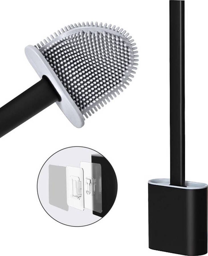 Luxe WC Borstel met Houder Flexibele WC Borstel van Siliconen Inclusief Montagesysteem Staand of Hangend Toiletborstel