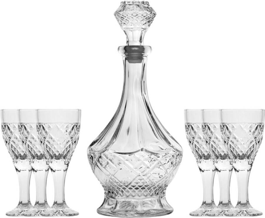 Luxe Whiskey Set 6 Glazen 150ml Karaf 1000ml Likeur Set -Hoogwaardige kwaliteit