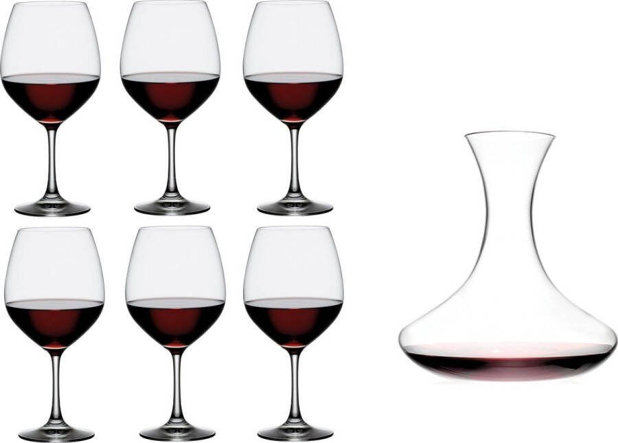Luxe Wijnglazen Set 6 Stuks Inclusief Decanteer Glas 50cl 1L Decanteerkaraf Hoogwaardige Kwaliteit