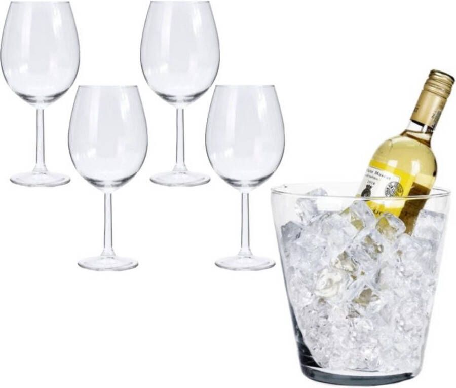 Luxe Kristallen Wijnset – Wijnglazen Set van 5 – Inclusief Wijnkoeler