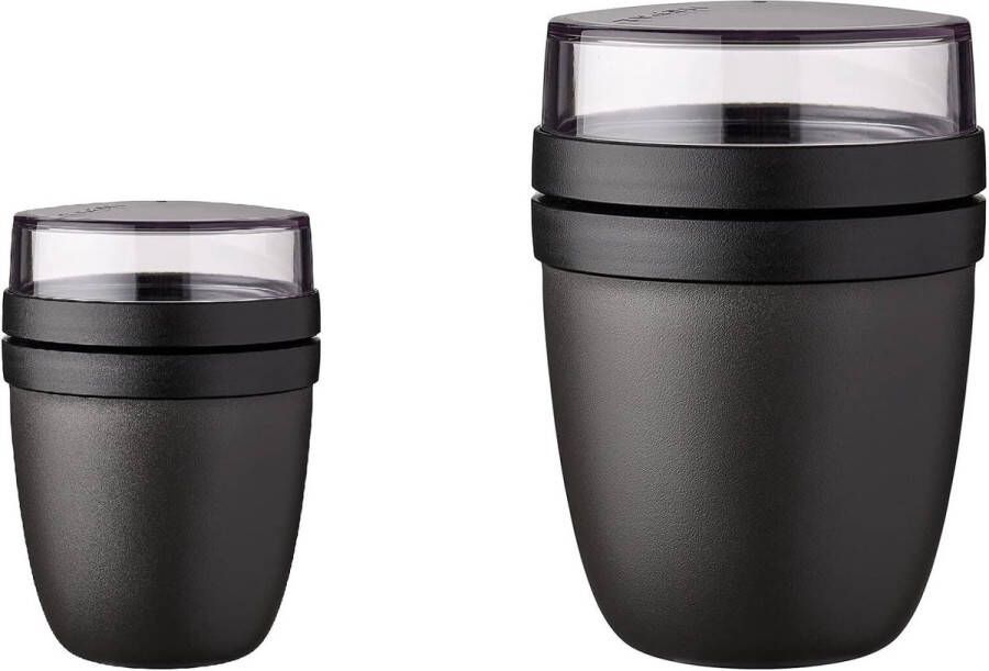 Luxiba Lunchpot Ellipse Duo Pack praktische mueslibeker yoghurtbeker beker voor onderweg. Geschikt voor vriezer magnetron en vaatwasser 300 en 500 ml