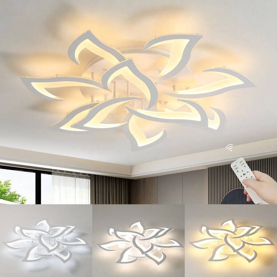 LuxiLamps 10 Sterren Plafondlamp Wit Met Afstandsbediening Dimbaar Woonkamerlamp Moderne Lamp Plafonniere
