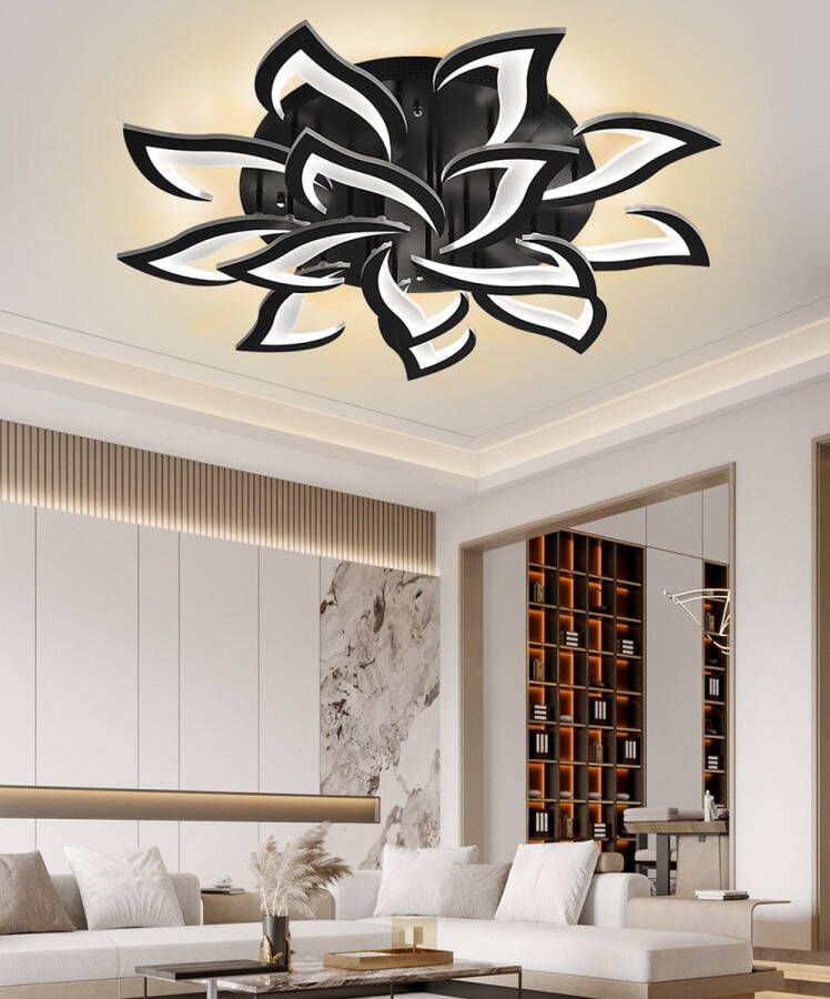 LuxiLamps 14 Sterren Plafondlamp Zwart Met Afstandsbediening Smart Lamp Dimbaar Met App Woonkamerlamp Moderne Lamp Plafonniere