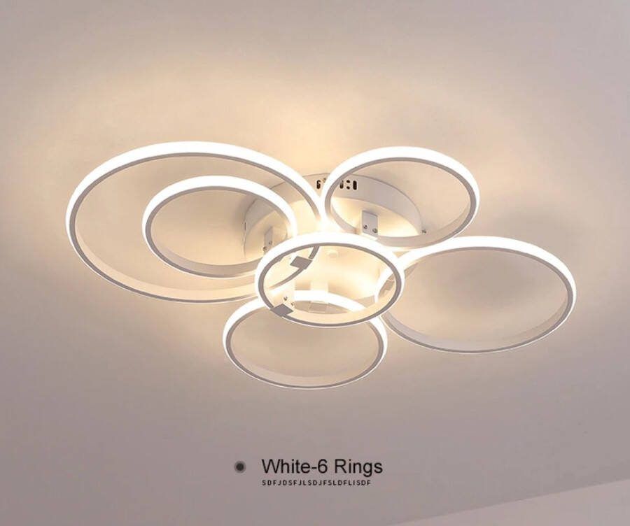 LuxiLamps 6 Ringen Plafondlamp Wit Afstandsbediening Dimbaar Met App Smart lamp Woonkamerlamp Moderne lamp Plafonniere