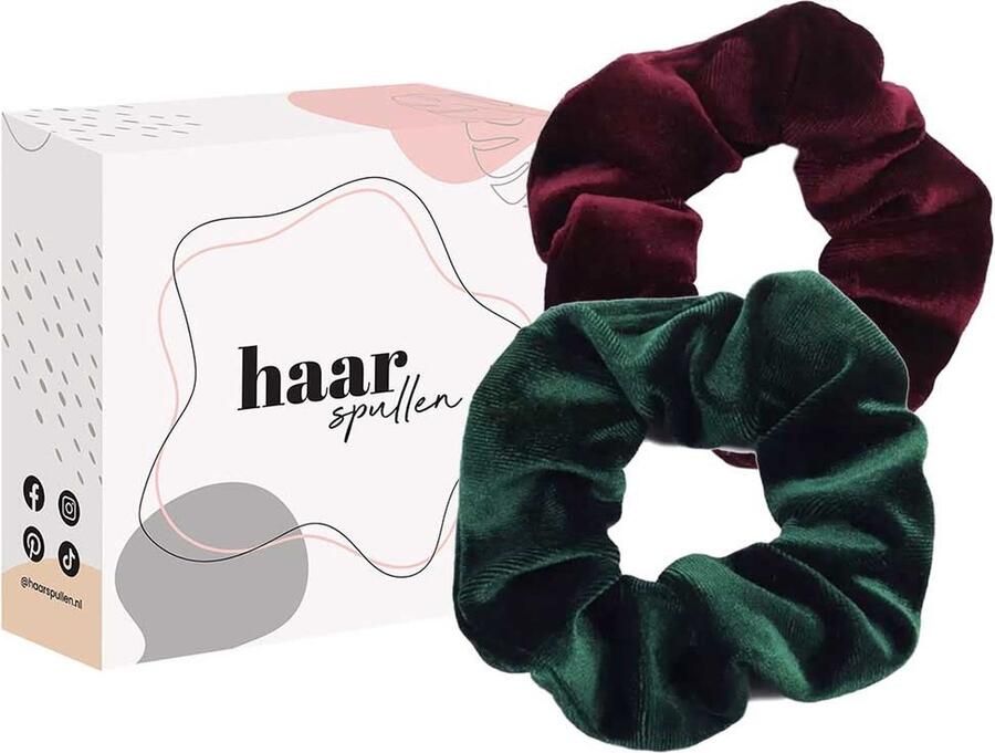 Luxury Velvet Scrunchie Duo Set Dark Green & Burgundy