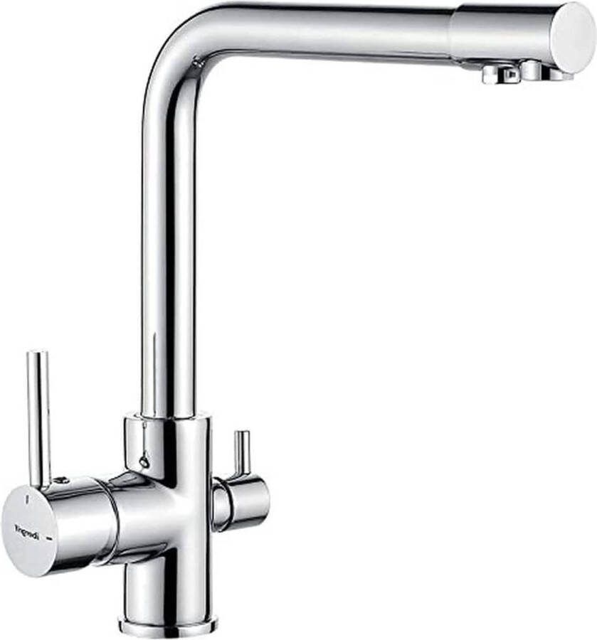 M22109 Drinkwater Keukenkraan 3 Wegs Waterkraan 360° Draaibaar Mengkraan Messing Chroom waterfilter kraan