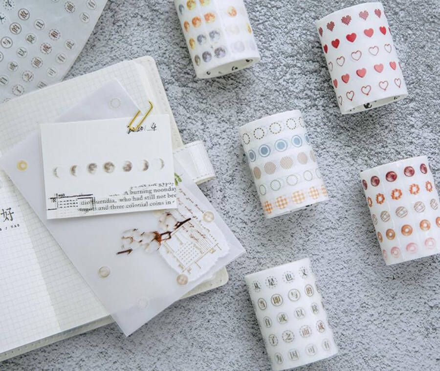 Merkloos Sans marque Maanstanden Stippen Washi Tape Stickers | Leuke To Do Dots | Bullet Points | Takenlijstjes Maken | Organizing | Organiseren| Taken lijst Maken | Planning | Planner Maken | Plannen | Bullet Journal | Journalling | Masking Tape | Maanstanden Maanfasen
