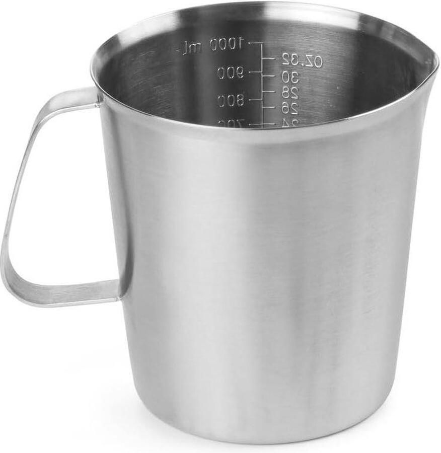 Maatbeker 1 liter Extra Stevig Roestvrij Staal Met Schaal Melkkan Ø120x(H)130mm Maatbeker 1 liter