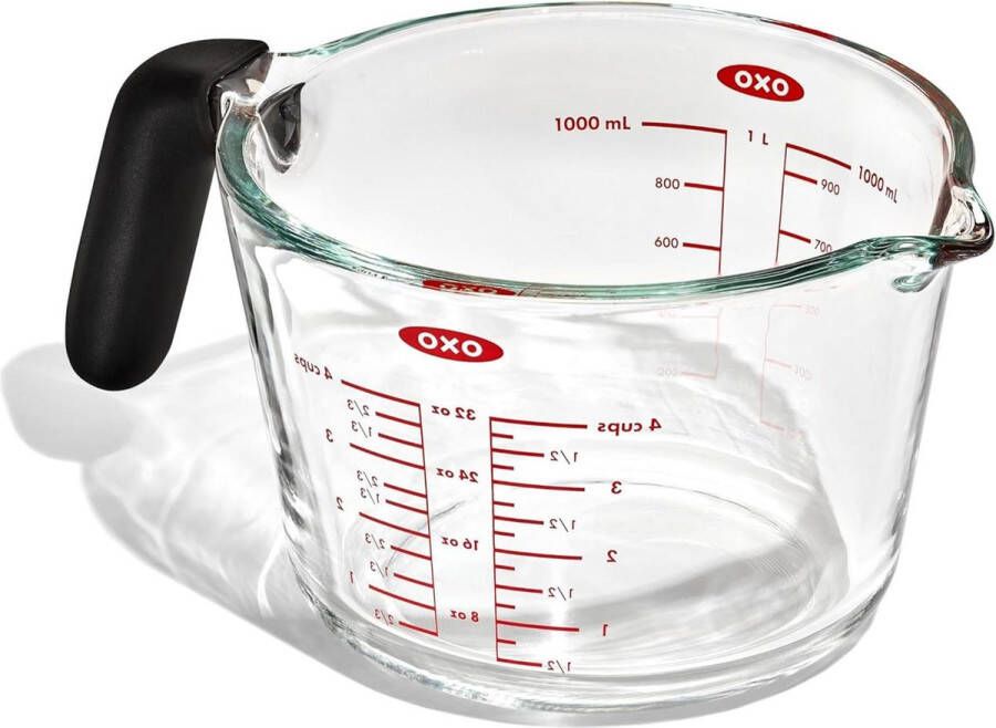 Maatbeker 1 liter van gehard glas OXO Good Grips met maatverdeling Maatbeker 1 liter