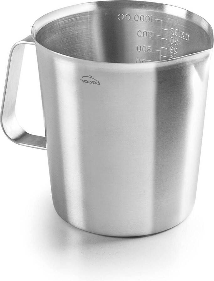 Maatbeker 1 liter van roestvrij staal vloeistofmeter 11.5 cm LACOR 62741 Maatbeker 1 liter