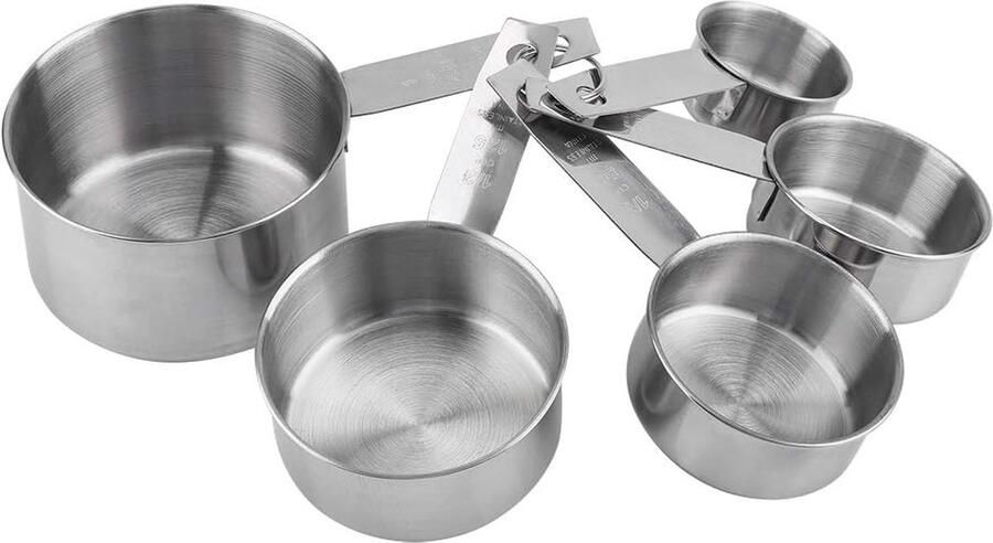 Maatbeker 5 stuks set maatlepels roestvrij staal eetlepel bakgereedschap keuken conversietabel set voor vloeibare en droge ingrediënten koffielepel portioneerder bakken accessoires