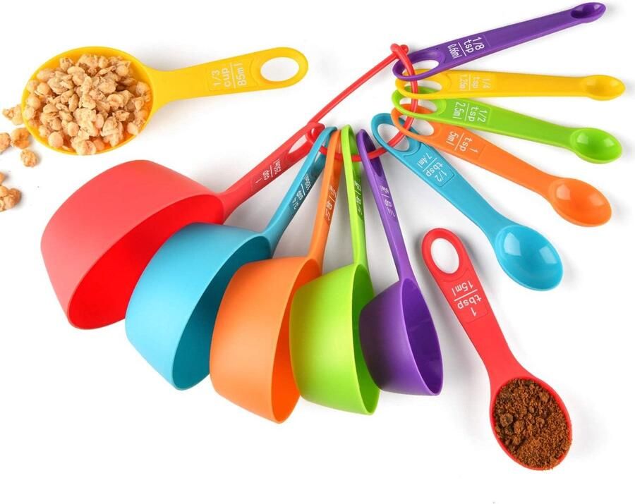 Maatbeker & Maatlepel Set Meetlepels Maatcups 12-Delige Measuring Cups Spoons Measuring Spoons Kunststof ml Vloeibare en Massieve Ingrediënten Gebruiksvoorwerp