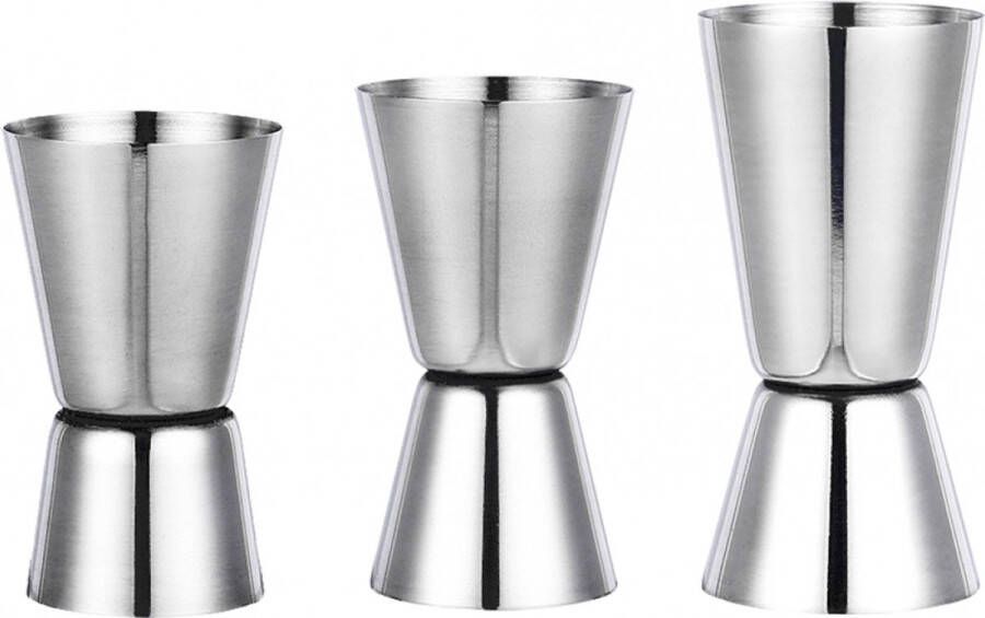 Maatbeker Jigger voor Cocktails 3 Stuks RVS 15 ml 30 ml 20 40 ML 25 50 ML shotdispenser drankmaatje cocktailmaatje maatbekertje Maatbeker Cocktail
