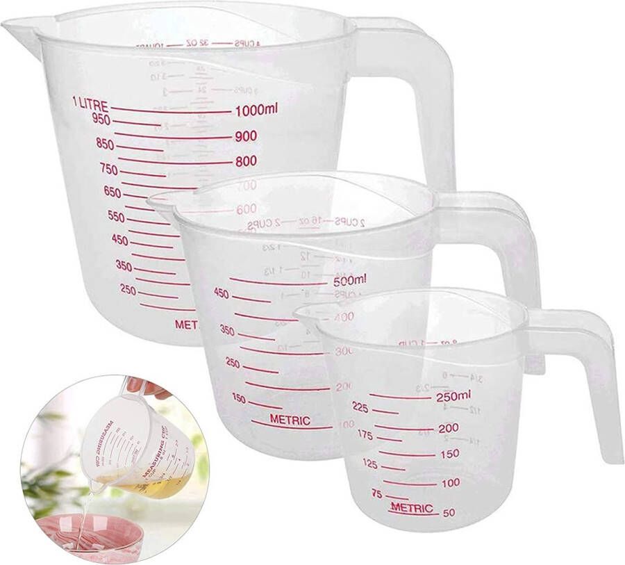 Maatbeker – Maatbeker set Meetlepels Maatcups – Measuring Cups – voor bakken en koken