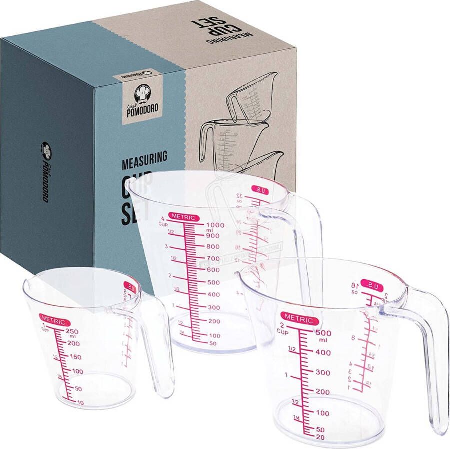 Maatbeker – Maatbeker set Meetlepels Maatcups – Measuring Cups – voor bakken en koken