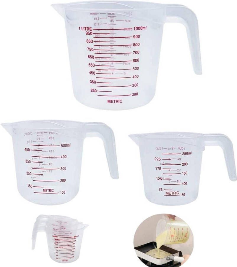 Maatbeker – Maatbeker set Meetlepels Maatcups – Measuring Cups – voor bakken en koken