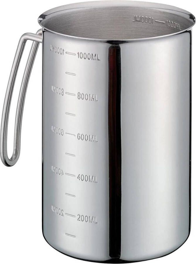 Maatbeker met handvat diameter 105 hoogte 145 cm 1 liter vaatwasmachinebestendig litermaat melkkannetje