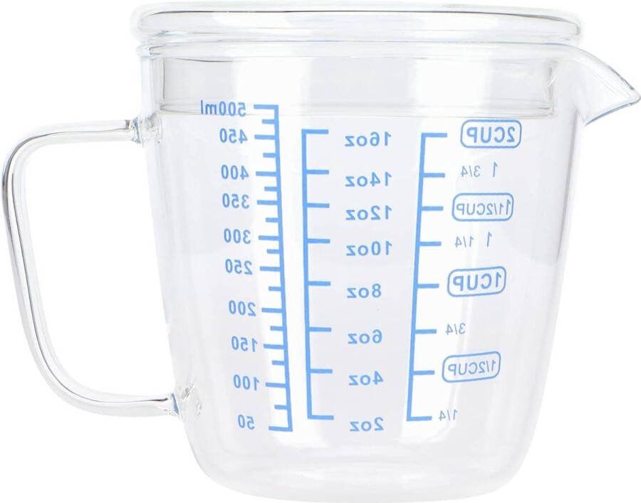 Maatbeker van hittebestendig glas met deksel keukengerei voor magnetron koelkast en vriezer 1 liter Measuring cup