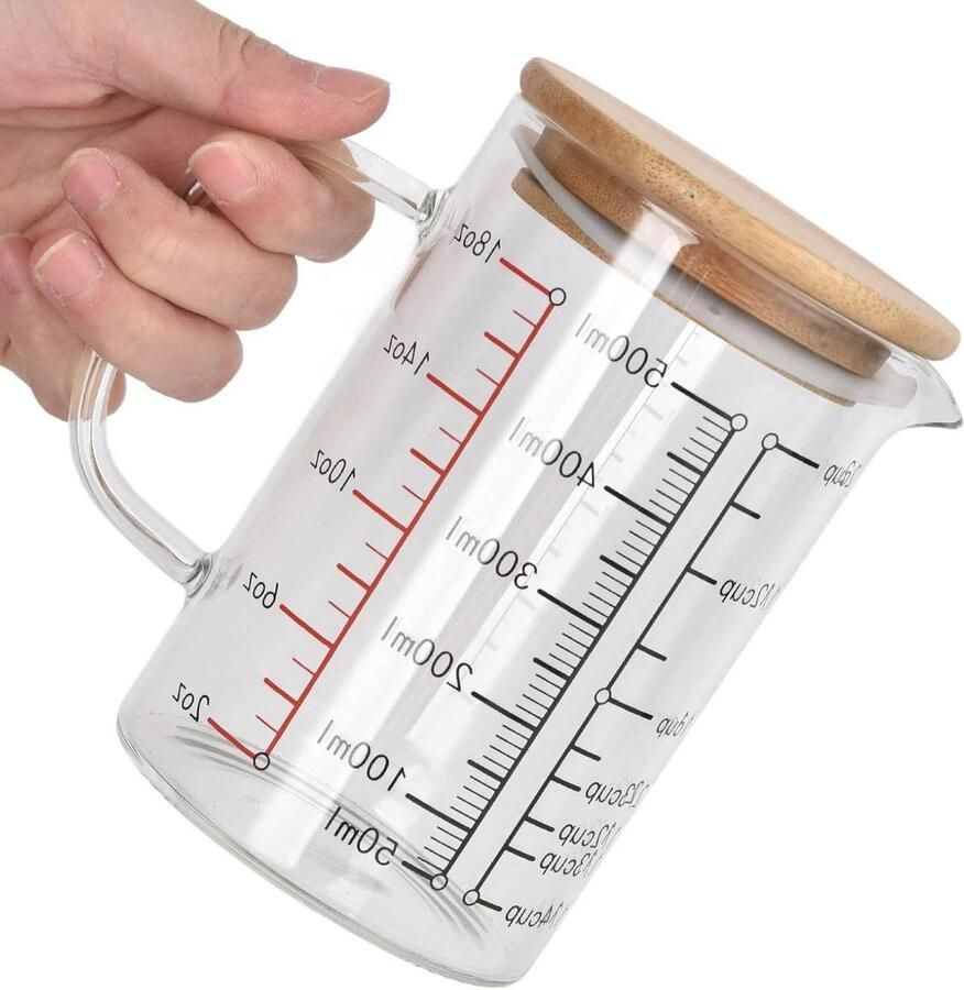 Maatbeker voor Vloeistoffen Glazen Beker met Handvat en V-vormige Uitloop 500ml