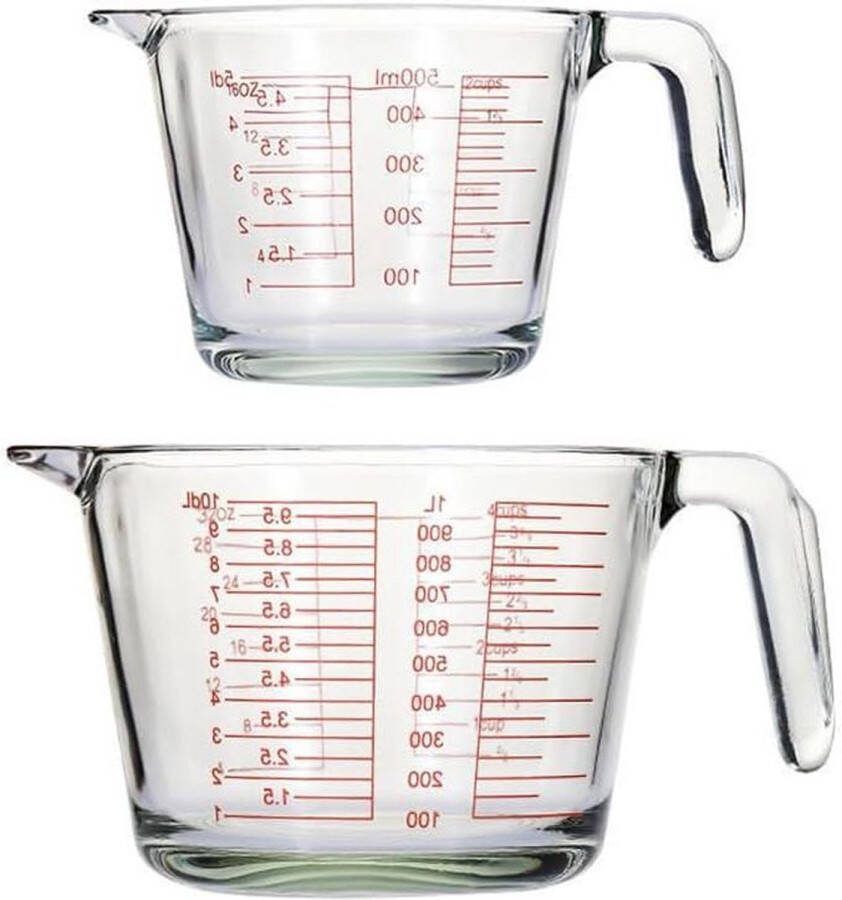 Maatbekers van glas schaalverdeling temperatuurbestendig koffie melkmaatbeker hete keukengerei bakaccessoires 500 ml 1000 ml