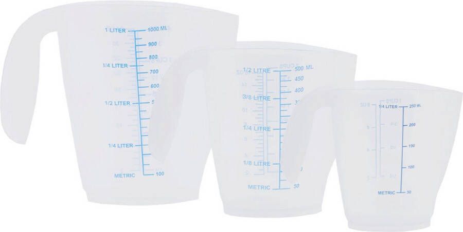 Maatbekerset 3-delige maatbeker met literaanduiding 1 liter 500ml 250ml