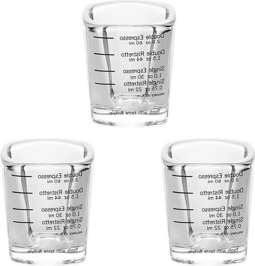 Maatglas 3 Stks Espresso Shot Bril Koffie Glas Maatbekers Bakken Cup voor Thuis Keuken 60 ml Glas Koffie Thee Espresso Cups Expresso Koffie Espresso