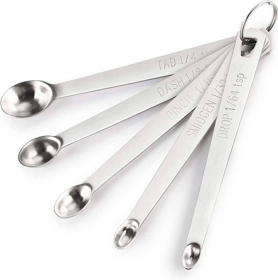 Maatlepel setje- 5-Delige Meetlepels Measuring Spoons Maatschepjes RVS met schaal bak meter RVS Mini Maatlepels Duurzaam Keukengerei