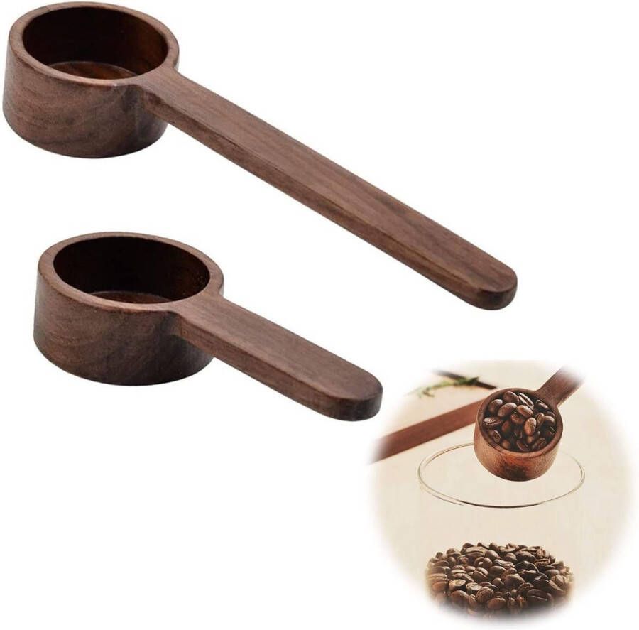 Maatlepel van hout 2 stuks houten schepset Zwart walnoothout koffiemaatlepel meelschep utility maatlepel voor meel theeblad koffiebonen snoeppen specerijen (8 g & 10 g capaciteit)