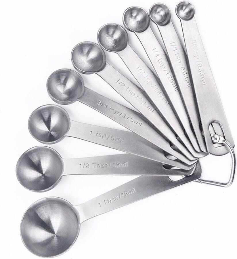 Maatlepels Maatlepel Set van 9 Maatschepjes Grammen & ML Afwegen RVS Maatlepel set Measuring Spoons Voor Precies Wegen en Meten