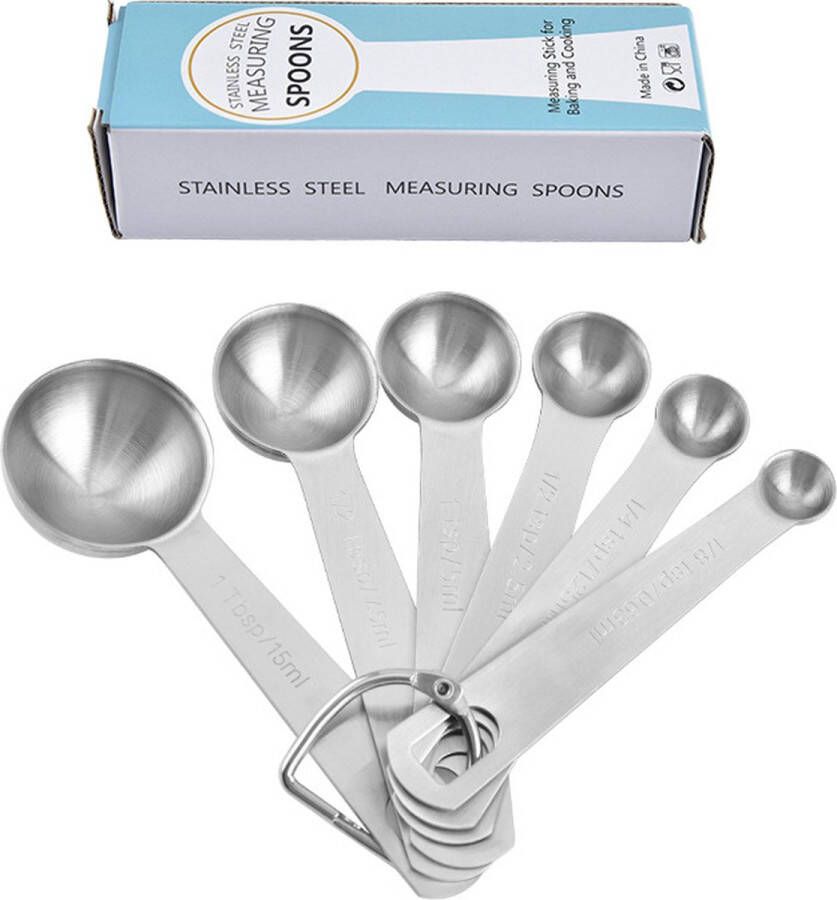 Maatschepjes Set 6-Delige 18 8 RVS Maatlepels Cups BPA Vri Meetlepels Measuring Spoons Grammen & ML Afwegen